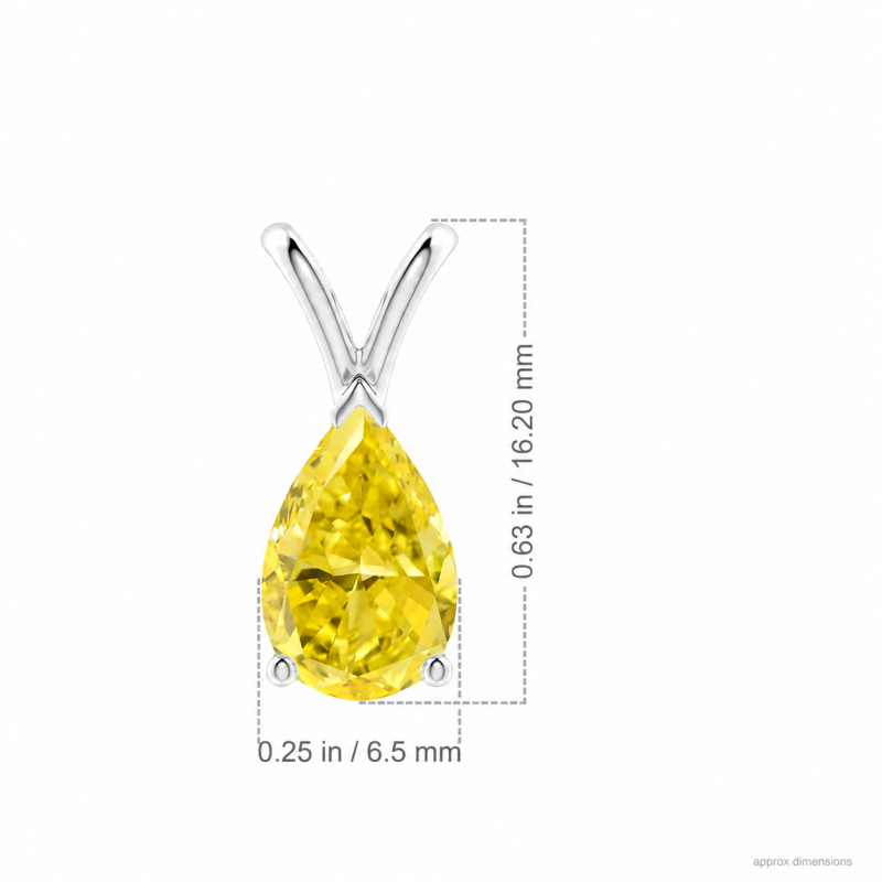Collar solitario de oro blanco de 14 quilates con diamante amarillo cultivado en laboratorio de 1 quilate en forma de pera.-4