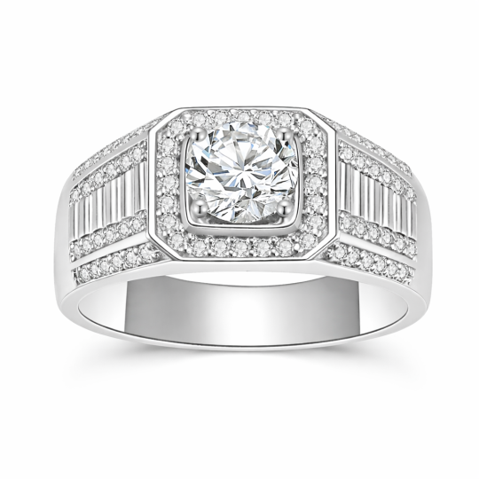 Anillo de compromiso personalizado de oro blanco de 14 quilates con diamante de laboratorio de corte redondo de 1 a 3,5 quilates, color D, claridad VVS1-VS1, certificado IGI 3EX