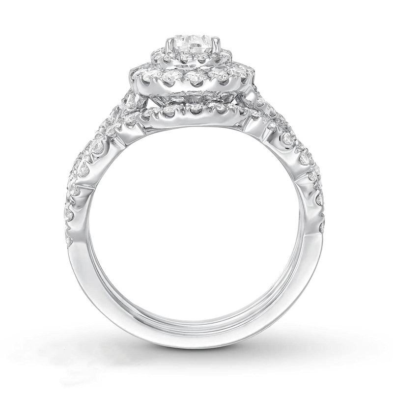 14K White Gold 1 to 6 CT Pear Cut Moissanite Bridal Set-5