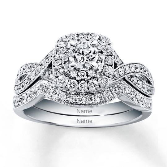 14K Oro Blanco 2,5 CT.T.W Juego de Boda con Moissanita de Corte Redondo