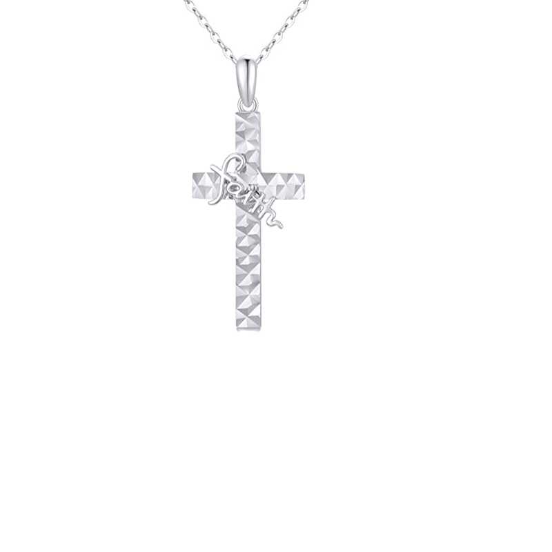 14 Karat Weißgold-Kreuz-Halskette für Damen-1