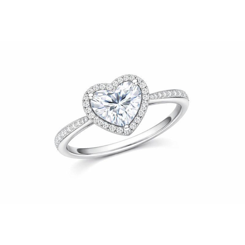14K White Gold Heart Cut Moissanite Engagement Ring-4