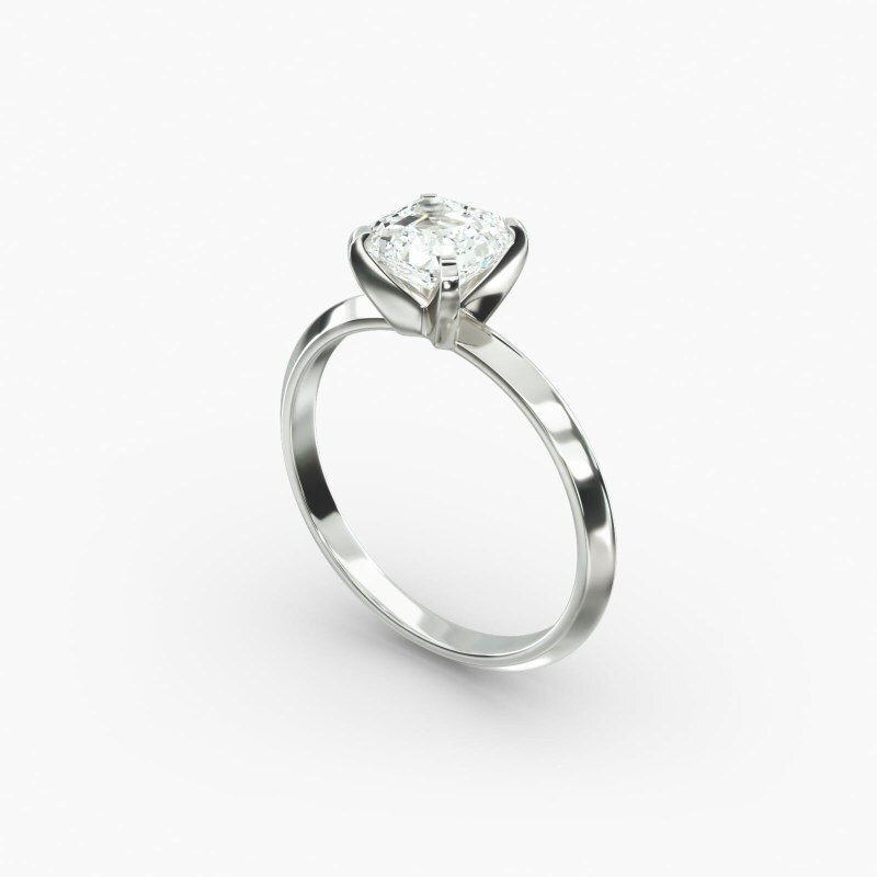 Anillo de compromiso de oro blanco de 14 quilates con diamante de laboratorio solitario y borde afilado-4