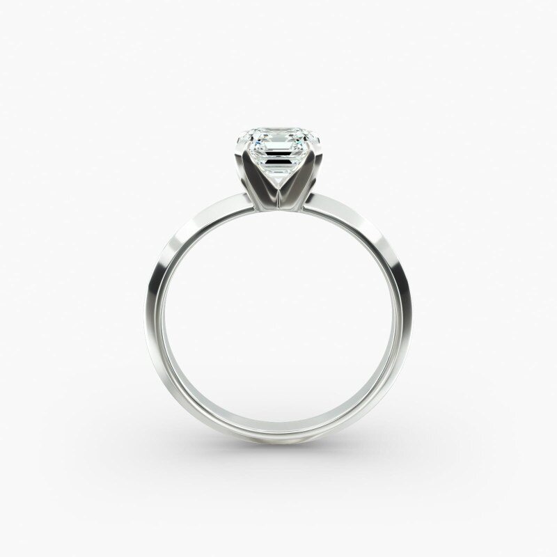 Anillo de compromiso de oro blanco de 14 quilates con diamante de laboratorio solitario y borde afilado-5