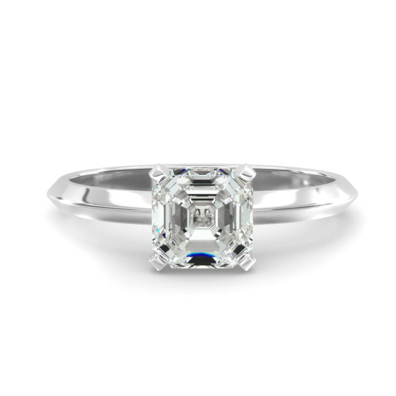 Anillo de compromiso de oro blanco de 14 quilates con diamante de laboratorio solitario y borde afilado-1