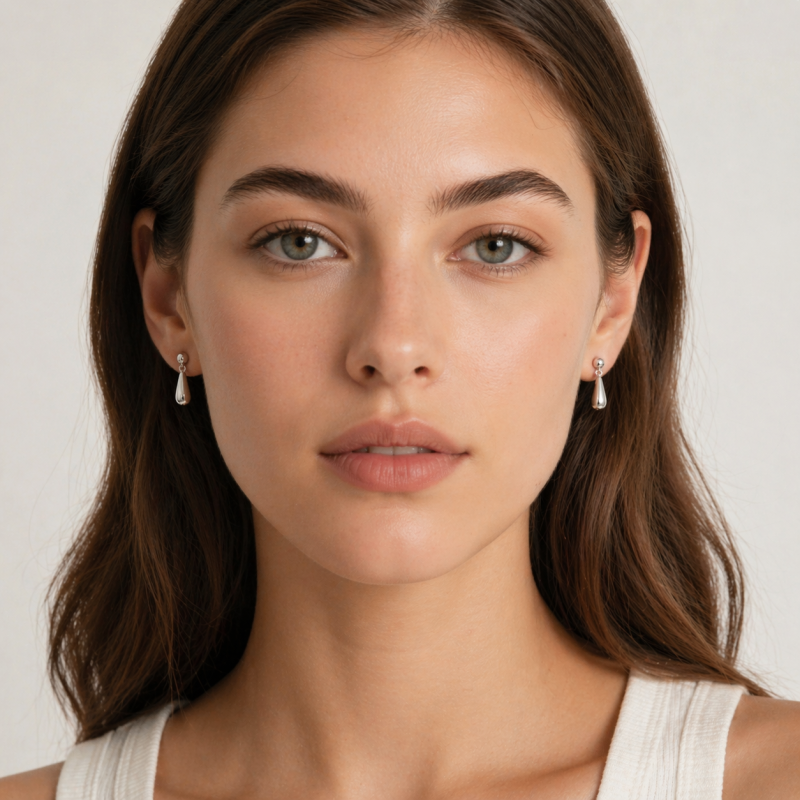 18K White Gold Mini Teardrop Stud Earrings-2