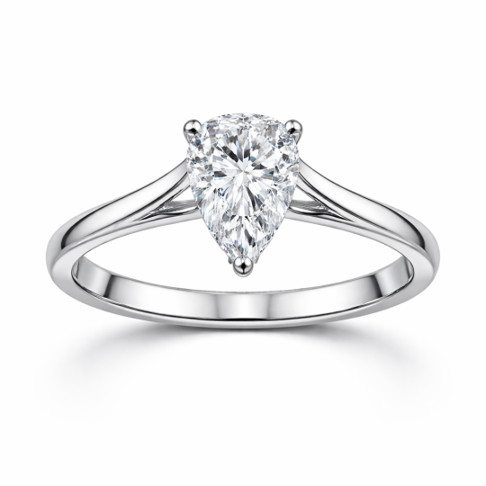 14K Weißgold-Engagementring mit Perlen-Schliff aus Moissanit