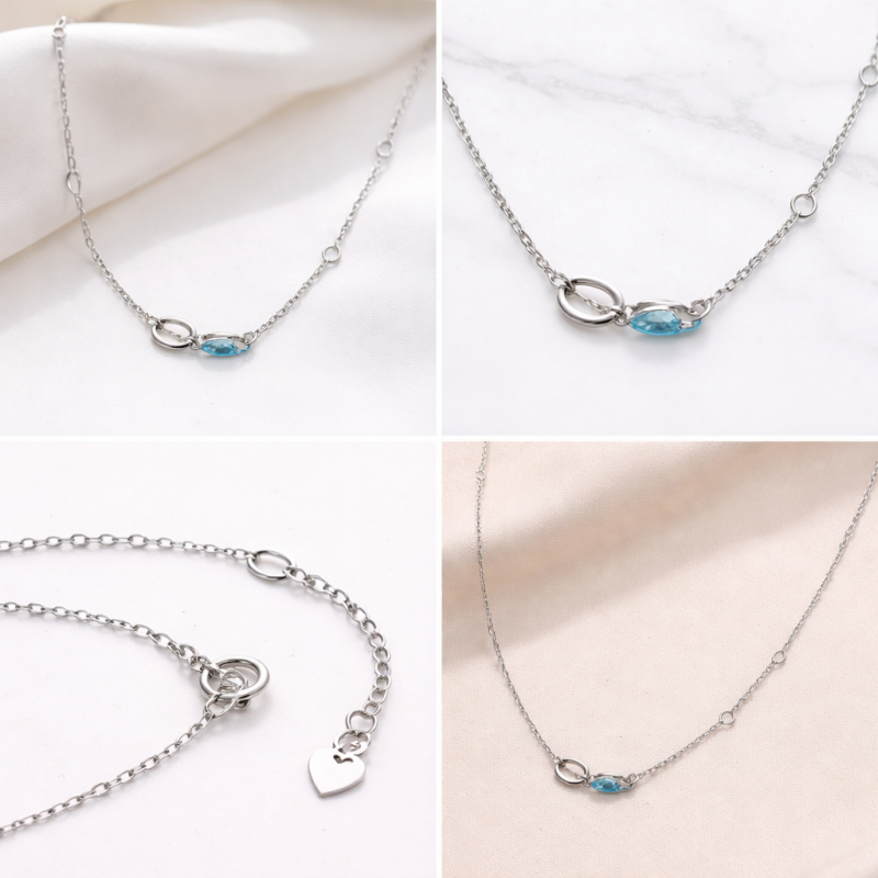 14K White Gold Plated Cable Chain Necklace-2