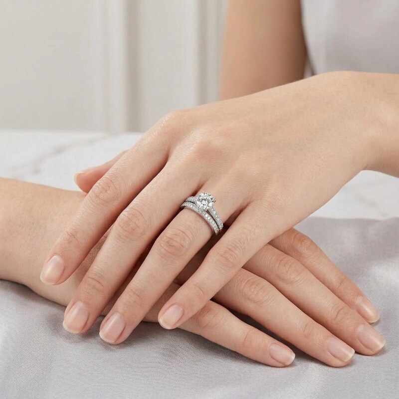 14K White Gold Round Cut Lab Created Diamond Custom Engagement Ring D Color VVS1-VS1 Clarity 3EX IGI Certified-2