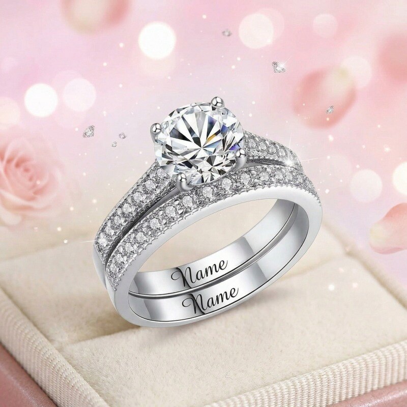 14K White Gold Round Cut Lab Created Diamond Custom Engagement Ring D Color VVS1-VS1 Clarity 3EX IGI Certified-3