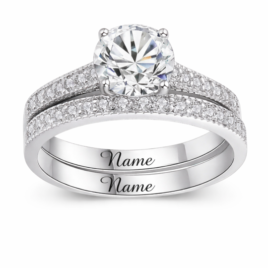 Anillo de compromiso personalizado de oro blanco de 14 quilates con diamante creado en laboratorio de corte redondo, color D, pureza VVS1-VS1, 3EX, certificado por IGI