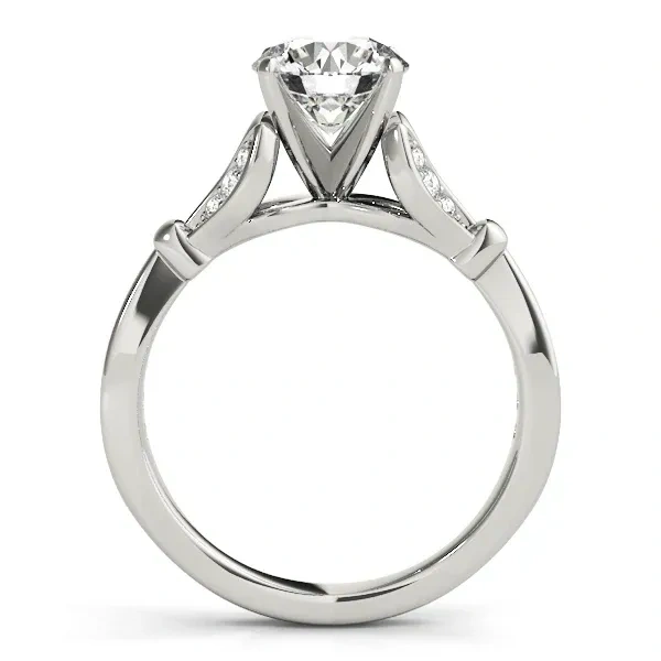 Anillo de compromiso personalizado inspirado en la naturaleza, con diamante cultivado en laboratorio de talla redonda en oro blanco de 18 quilates.-3
