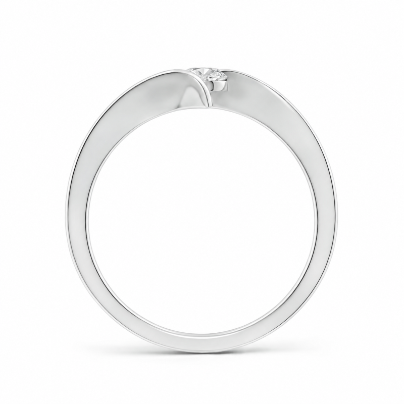 Anillo de compromiso de oro blanco de 14 quilates con diamante redondo cultivado en laboratorio engastado a tensión.-4