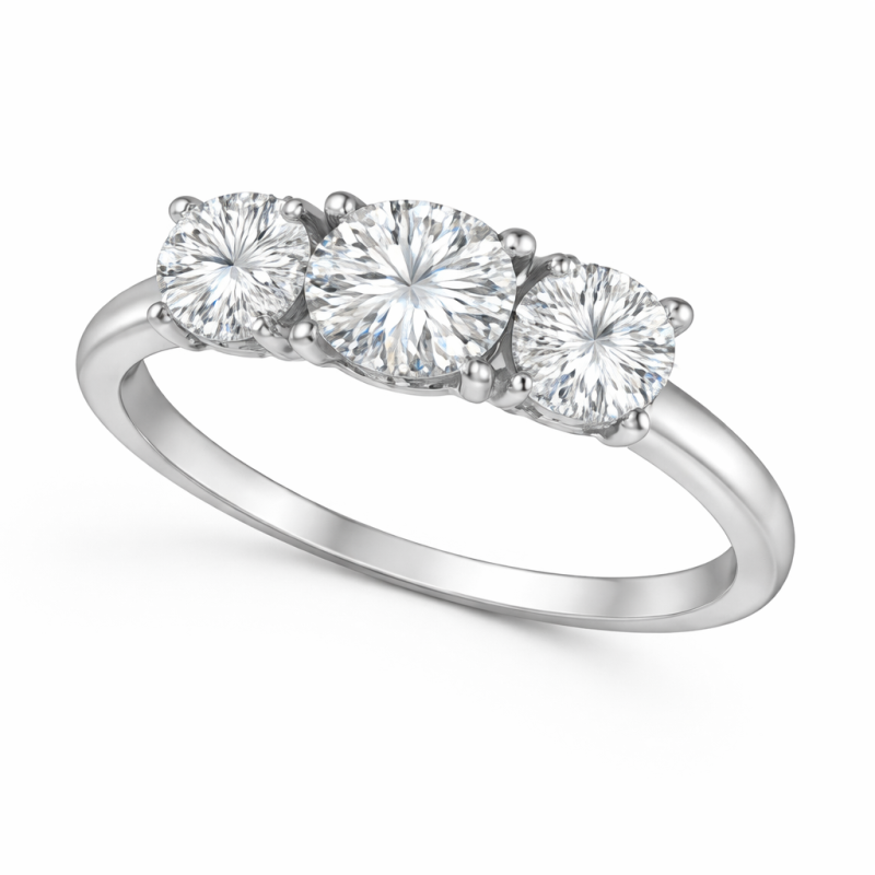 14K White Gold Round Cut Moissanite Engagement Ring-3
