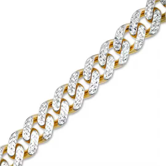 10K witgouden/geelgouden armband met 9,5 mm Cubaanse schakels, verkrijgbaar in lengtes van 7 tot 9 inch.