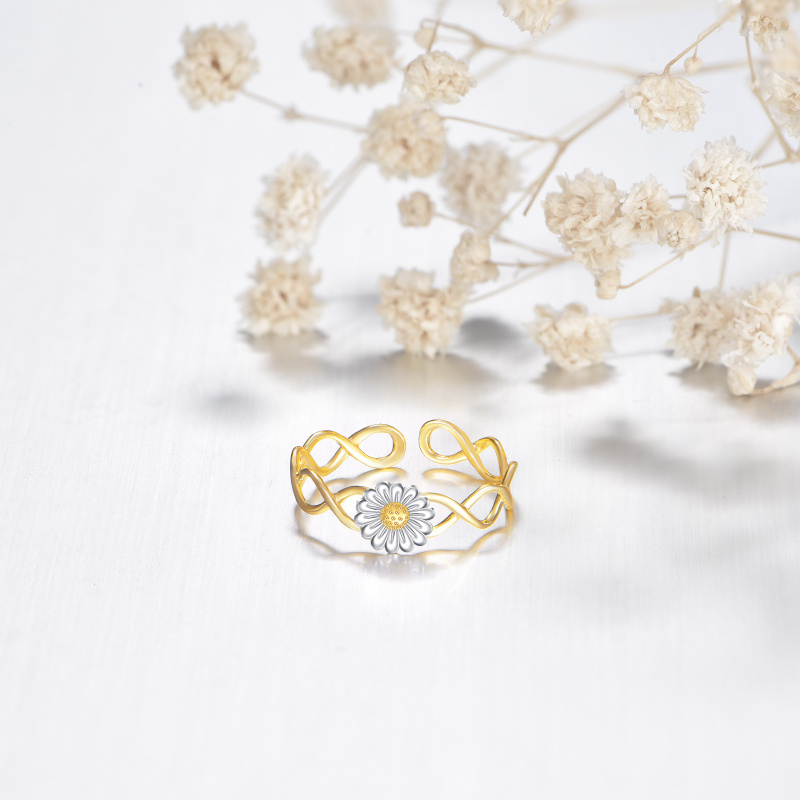 10K White Gold & Yellow Gold Daisy Toe Ring-3