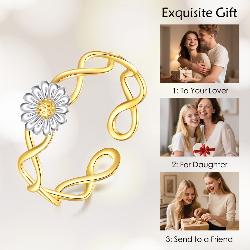 10K White Gold & Yellow Gold Daisy Toe Ring-4