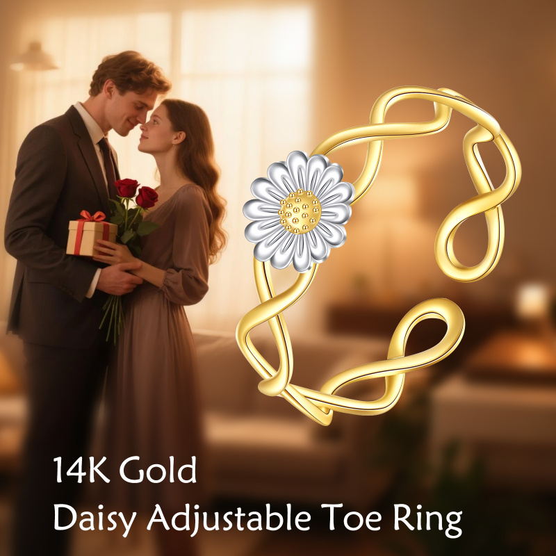 10K White Gold & Yellow Gold Daisy Toe Ring-5