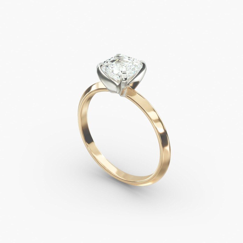 Anillo de compromiso de oro amarillo de 14 quilates con diamante de laboratorio solitario y borde afilado-4