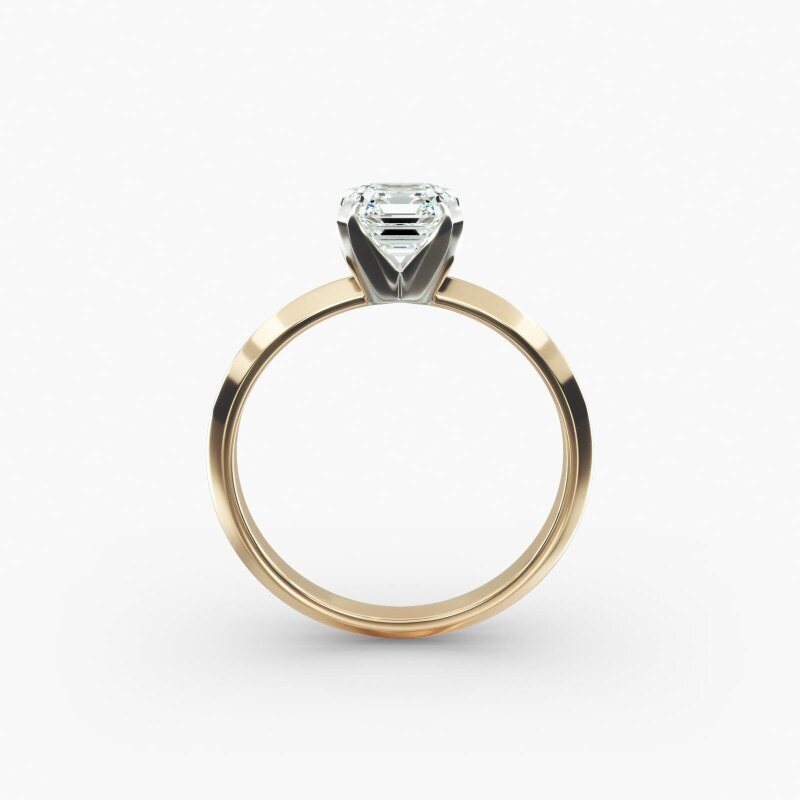 Anillo de compromiso de oro amarillo de 14 quilates con diamante de laboratorio solitario y borde afilado-5