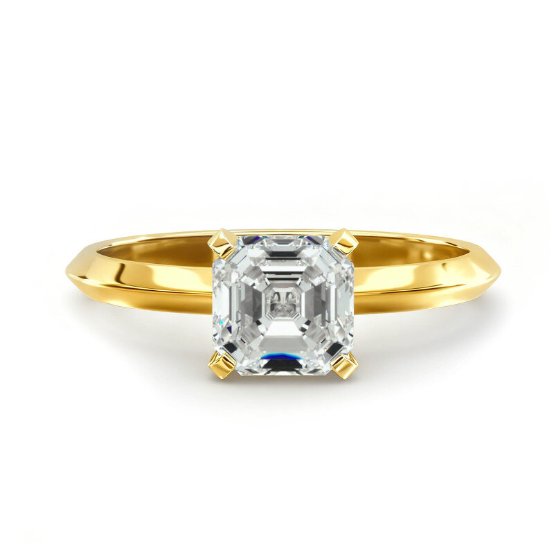 Anillo de compromiso de oro amarillo de 14 quilates con diamante de laboratorio solitario y borde afilado-1