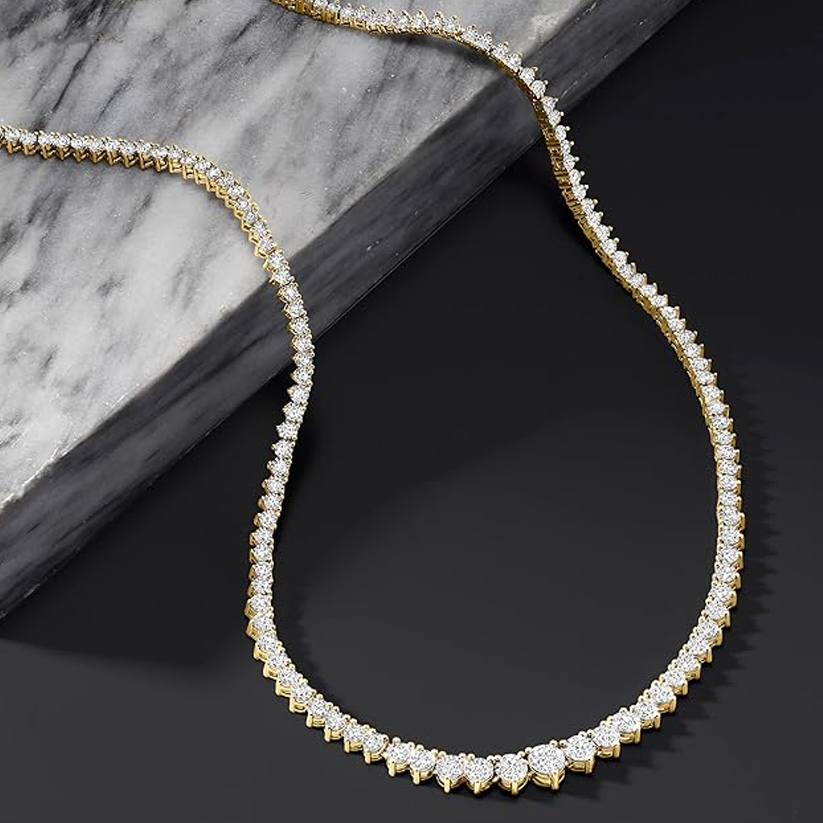 Colar de corrente de ténis redondo com diamantes de 3,00 quilates em ouro de 18 quilates-3
