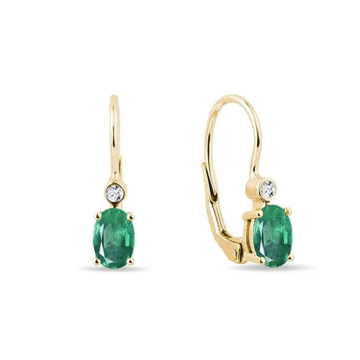 Aretes de oro de 14 quilates con diamantes esmeralda de talla ovalada de 1,04 quilates-1