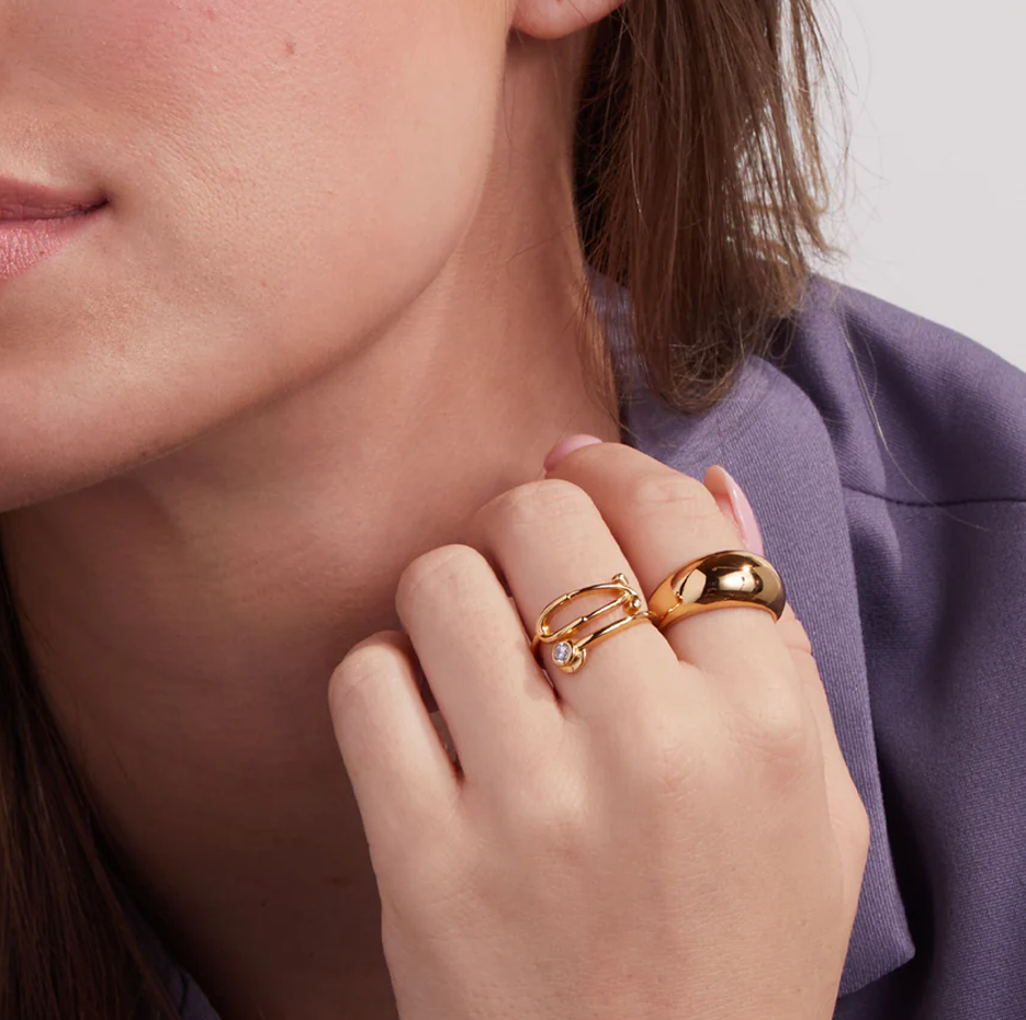 Anillo abierto de estetoscopio con diamantes de 0,1 quilates en oro de 10 quilates, color D, claridad VVS-VS 3EX-3