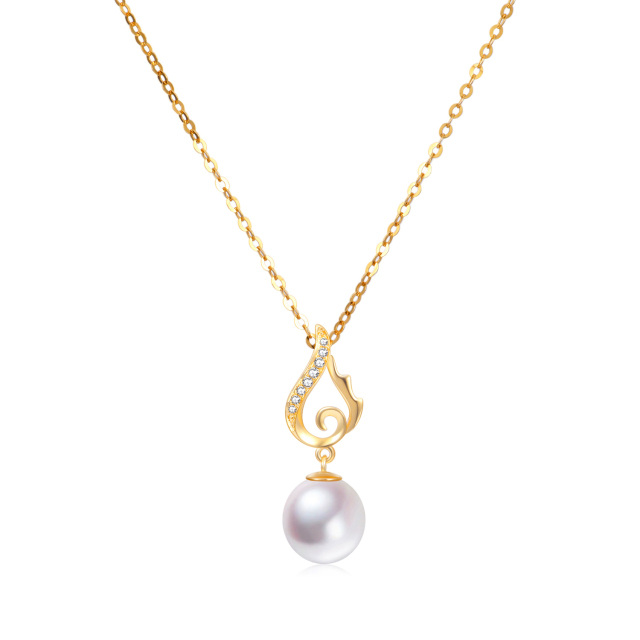 Collana con fili di perle in oro 18K 18'' +1'' +1'' Extender Inches-1