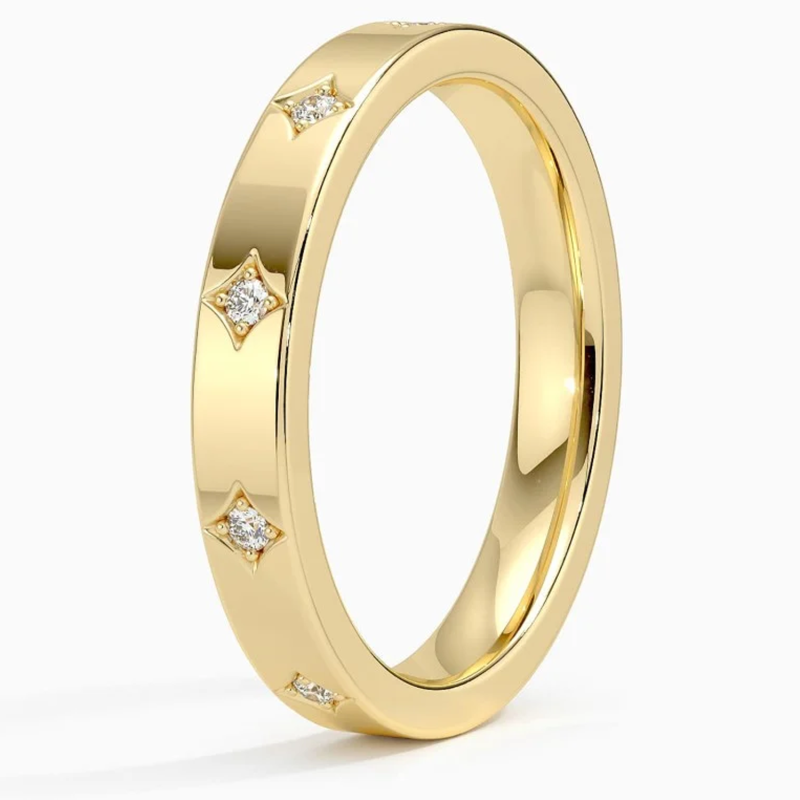 خاتم زفاف من الذهب الأبيض عيار 10 قيراط مرصع بالألماس بنقش شخصي مخصص F/G، اللون SI1، النقاء 3EX، معتمد من IGI-3