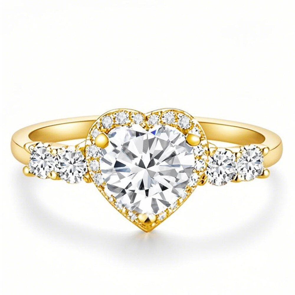 10K Gold 1.15 to 3.65 CT.T.W. Heart Cut Lab Created Diamond Engagement Band IGI Certified-1