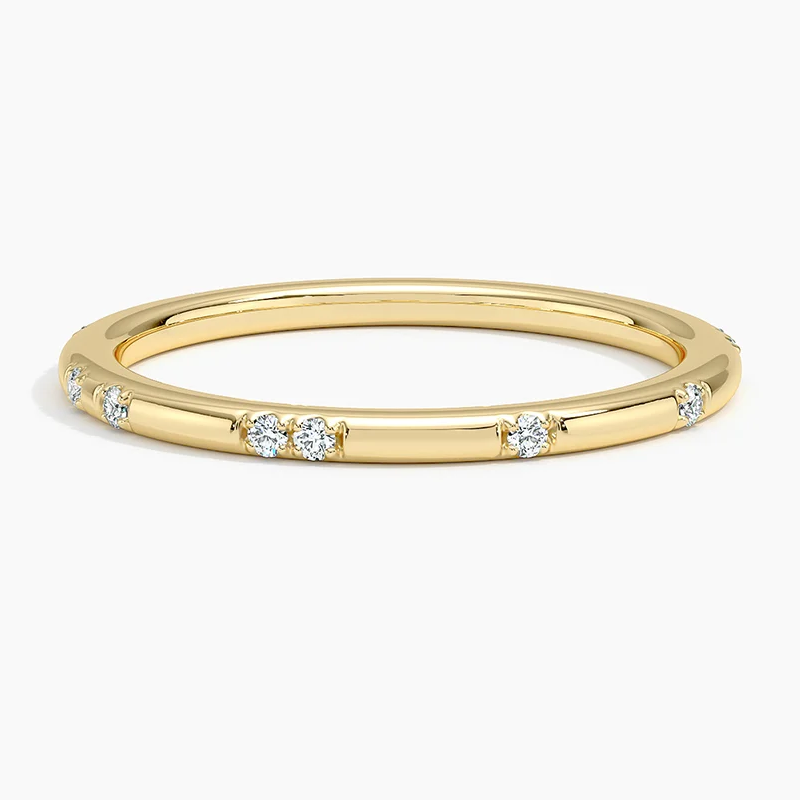 10K Gold 0.07 CT.T.W. Round Diamond Wedding Band D Color VVS1-VS1 Clarity 3EX-9