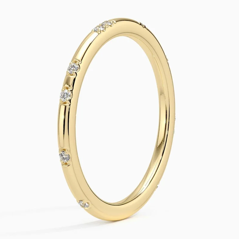 Aliança de casamento em ouro rosa 10K com diamante redondo de 0,07 ct.T.W., cor D, VVS1-VS1, pureza 3EX-4