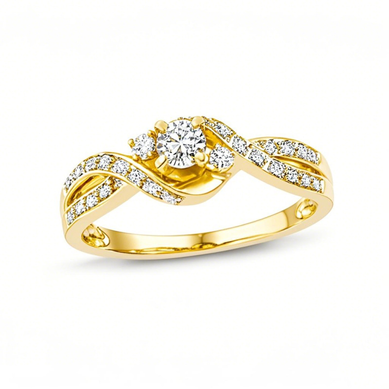 10K Gold 0.16 CT.T.W. Lab Created Diamond Three-Stone Promise Engagement Ring D VVS1-VS1 IGI Certified-1