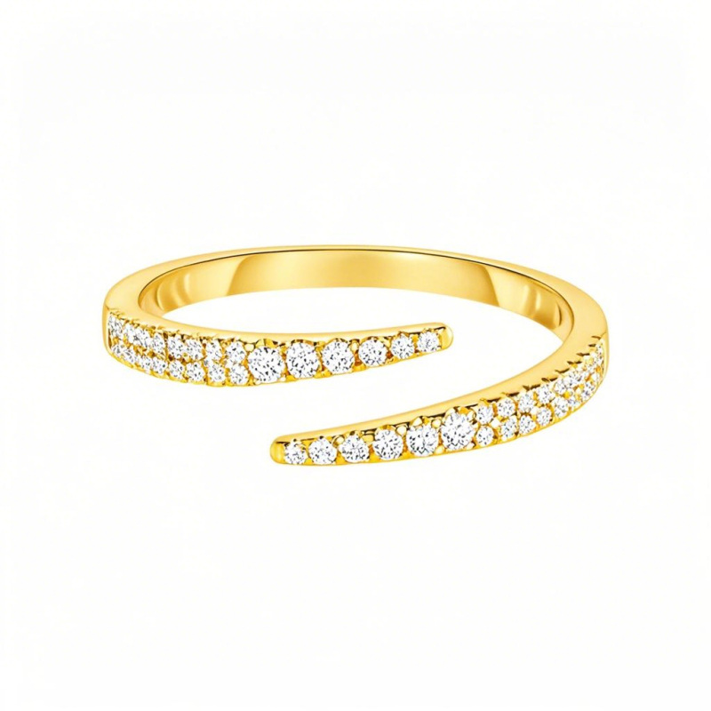 10K Gold 0.2 CT.T.W. Emerald Lab Created Diamond Custom Couple Open Ring D VVS1-VS1 3EX-15