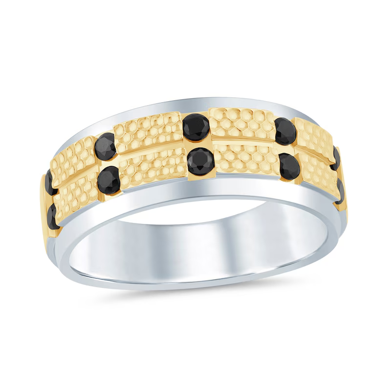 10K Gold 1/2 CT Round Cut Diamond Custom Personalized Engraving Ring Black Color I3 Clarity 3EX-1