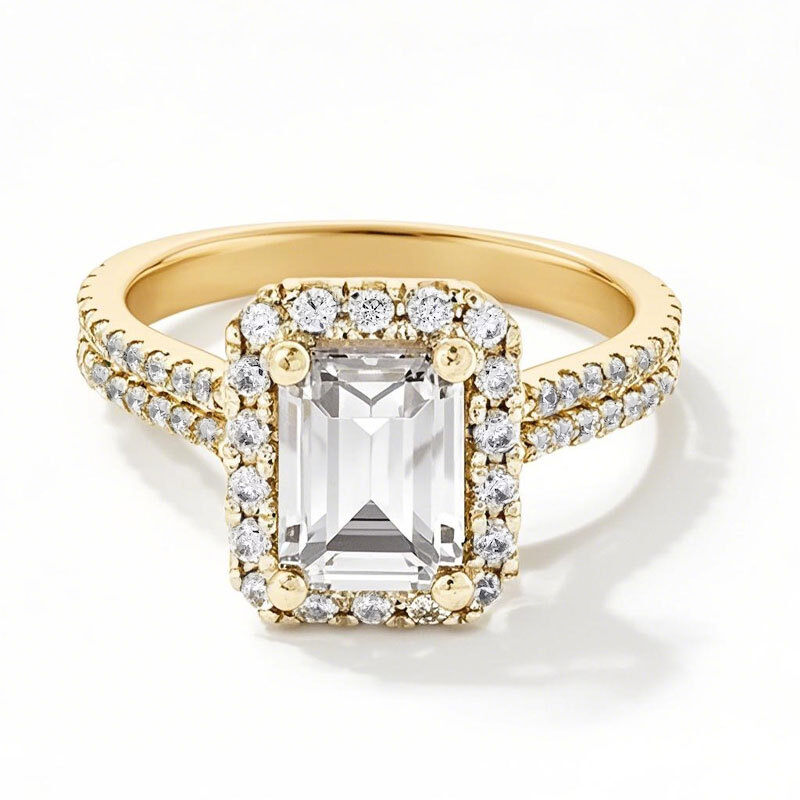 10K Gold 1.25 to 3.75 CT.T.W Emerald Cut Lab Created Diamond Engagement Ring D VVS1-VS1 IGI Certified-1