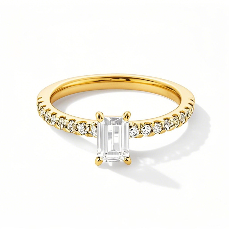 10K Gold 1.25 to 3.75 CT.T.W. Emerald Lab Created Diamond Custom Engagement Ring 3EX IGI Certified-10