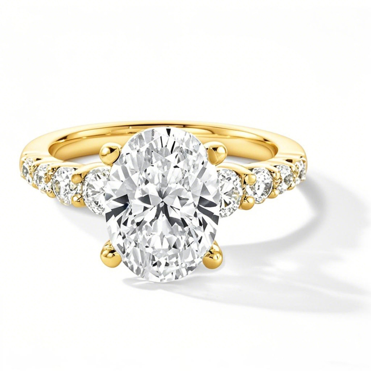 10K Gold 1.25 to 3.75 CT.T.W. Oval Cut Diamond Graduated Shank Engagement Band IGI Certified-1