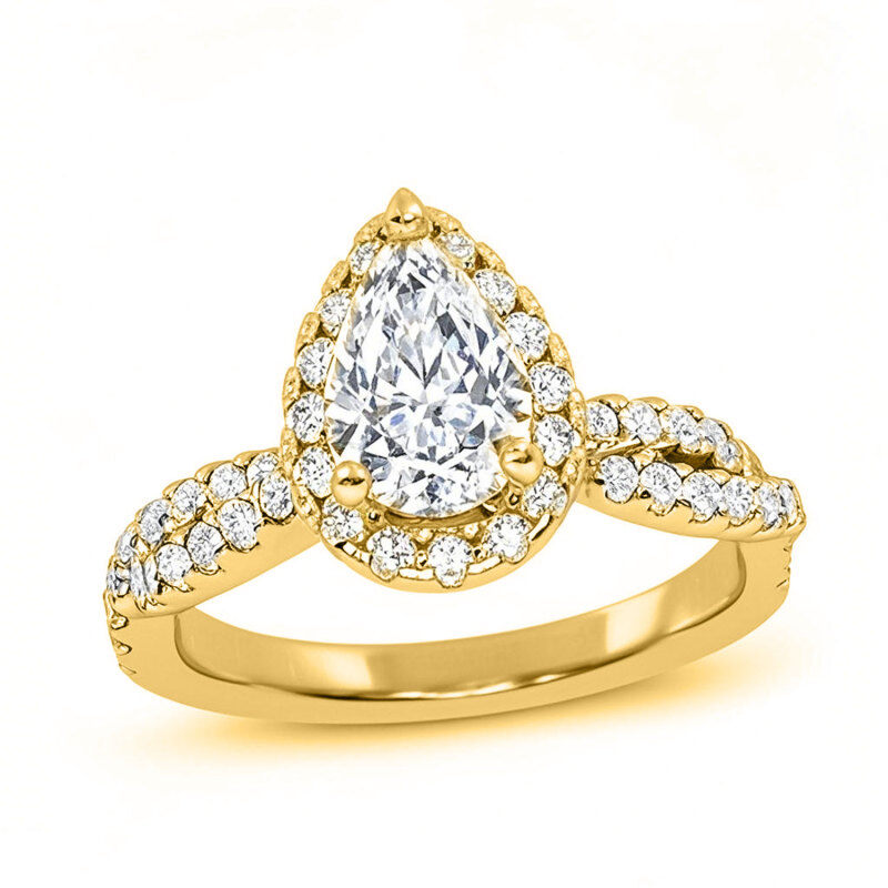 10K Gold 1.25 to 3.75 CT. T.W. Pear Cut Lab Created Diamond Custom Engagement Ring VVS1-VS1 Clarity 3EX IGI Certified-1