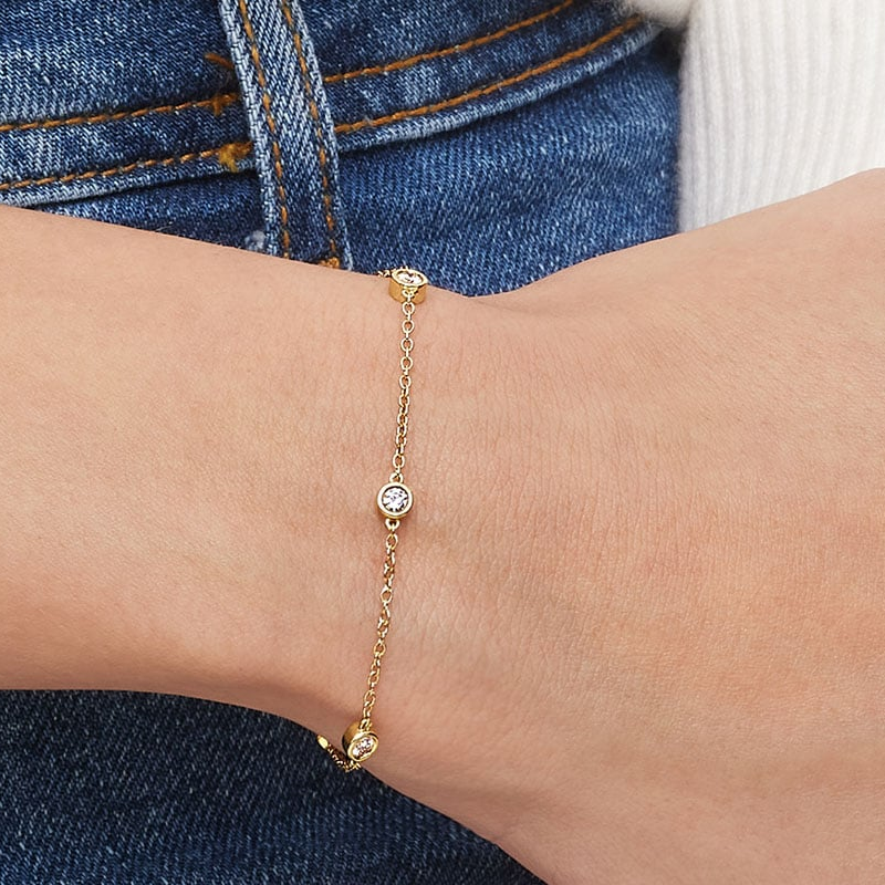 Pulseira de berloques de diamante em ouro 18K 1/2CT-2