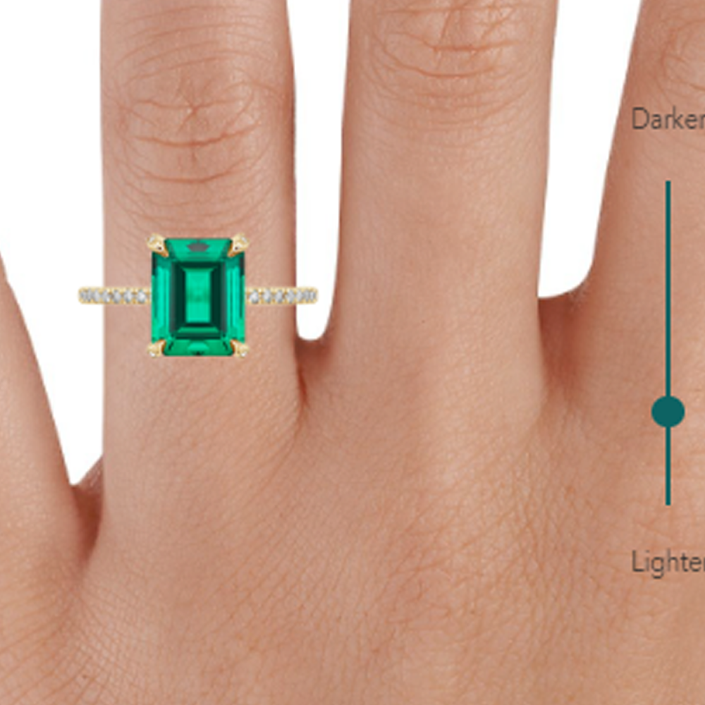 10 Karat Weißgold, 2 bis 7 Karat Smaragd, im Labor hergestellter Diamant, im Labor hergestellter Smaragd-Verlobungsring, Farbe D, Reinheit VVS1-VS1, 3EX-4