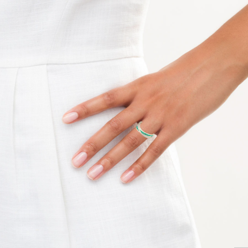 Verlobungsring aus 10-karätigem Gold mit 2 bis 7 Karat Smaragd, im Labor hergestelltem Diamanten und im Labor hergestelltem Smaragd, Farbe D, Reinheit VVS1-VS1, 3EX-2