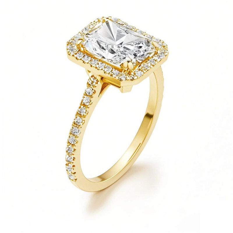 Anillo de compromiso personalizado de oro de 14 quilates con diamantes de talla princesa de 3 quilates, creado en laboratorio, color D, claridad VVS1-VS1, certificado IGI 3EX.-1