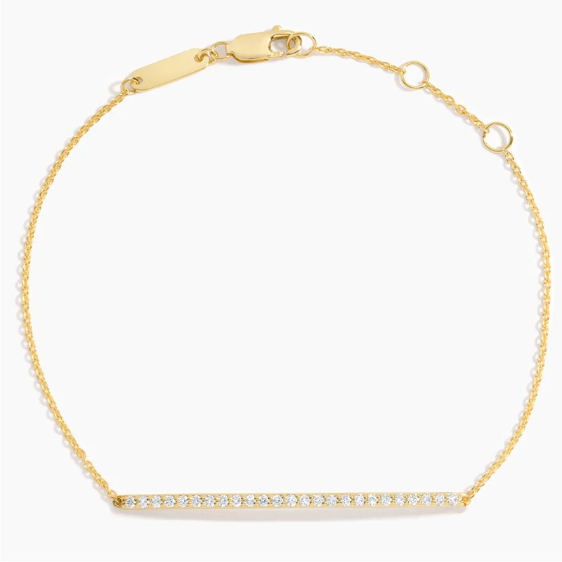 Pulseira de barra de diamante em ouro 18K 1/4 CT-3