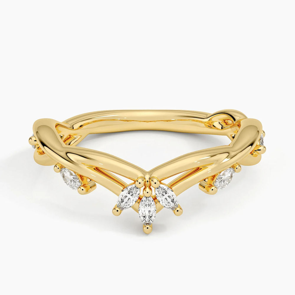 10 Karat Gold 0,5 Karat TW Marquise Diamant Ehering Farbe D VVS1-VS1 Reinheit 3EX-1