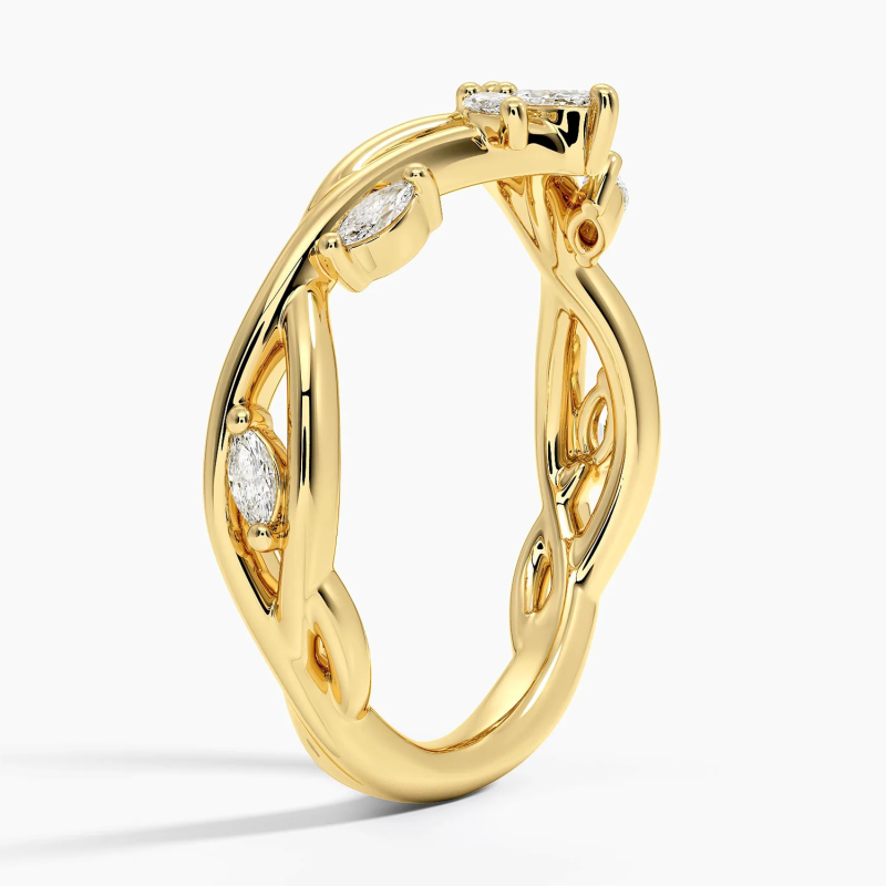 Anel de casamento em ouro rosa 10K com diamante em lapidação marquise de 0,5 quilates (total) - Cor D, Clareza VVS1-VS1 (3EX).-2