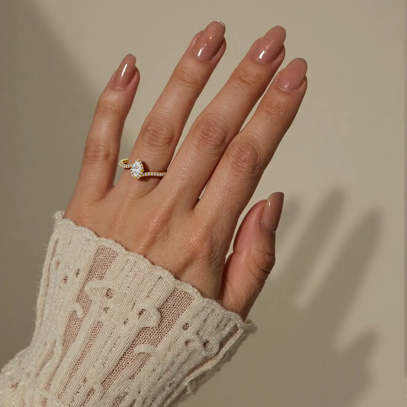 14K White Gold 0.75 to 3.25 CT.T.W. Marquise Cut Lab Created Diamond Engagement Band IGI Certified-2