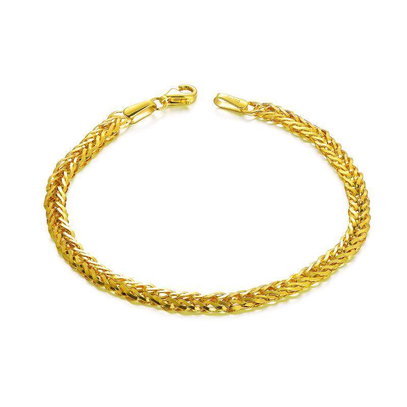 18K Gold 4mm Width Celtic Chopin Chain Bracelet-1