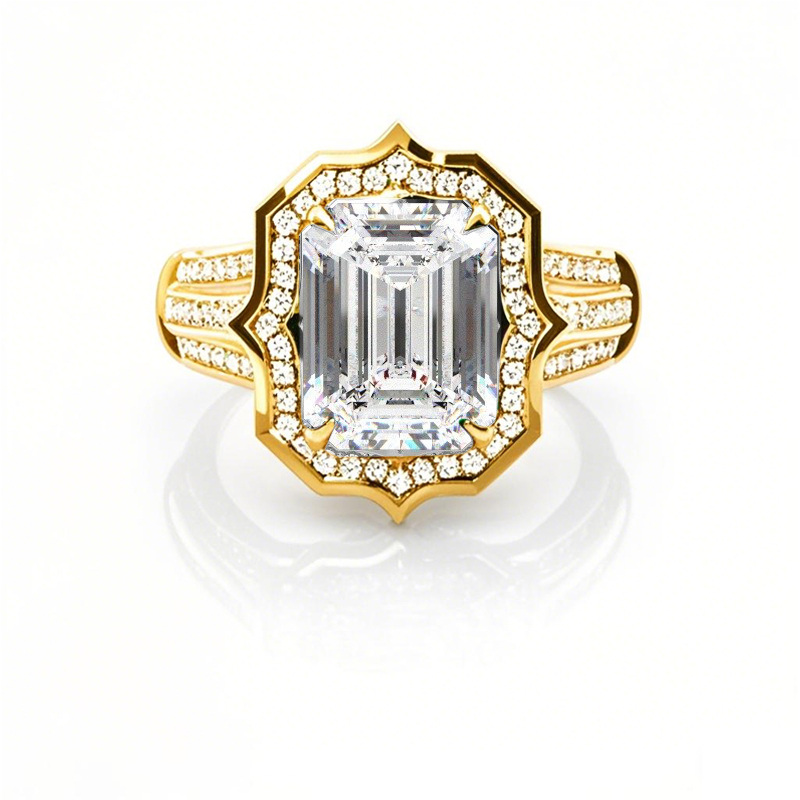 10K Gold 1.5 CT.T.W. Emerald Lab Created Diamond Custom Engagement Ring D VVS1-VS1 IGI Certified-1